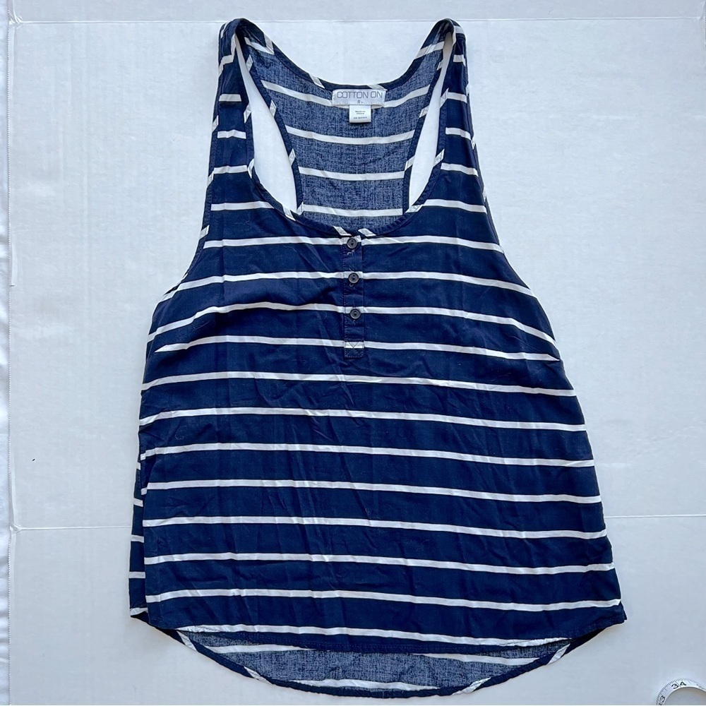 COTTON on striped nautical Racerback tank top size small navy & white
